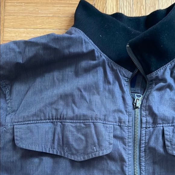 Blue Puffer Jacket with Ribbed Collar and Cuffs - Picture 2 of 10